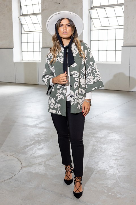 Jacquard Rose Knit Jacket