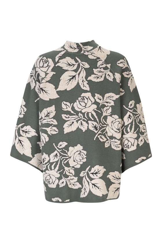 Casaco de malha jacquard com rosas