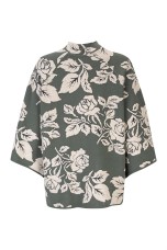 Casaco de malha jacquard com rosas