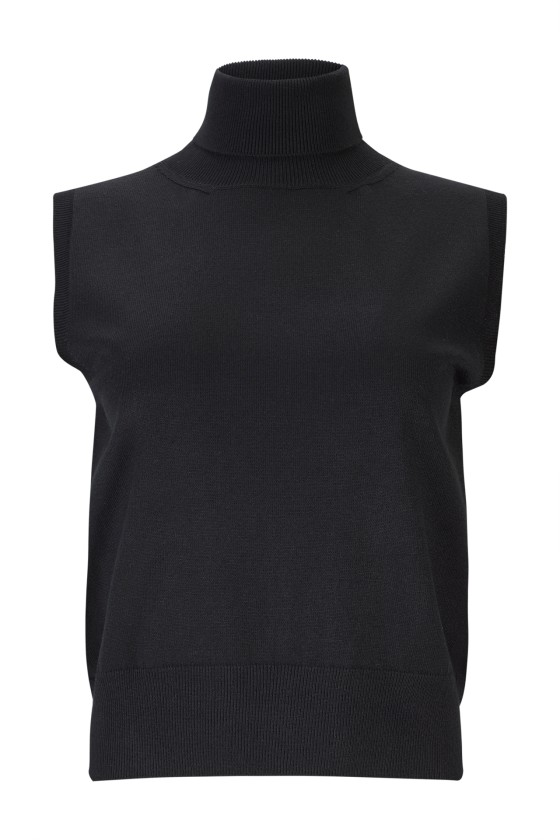 Jersey de punto de cuello alto sin mangas