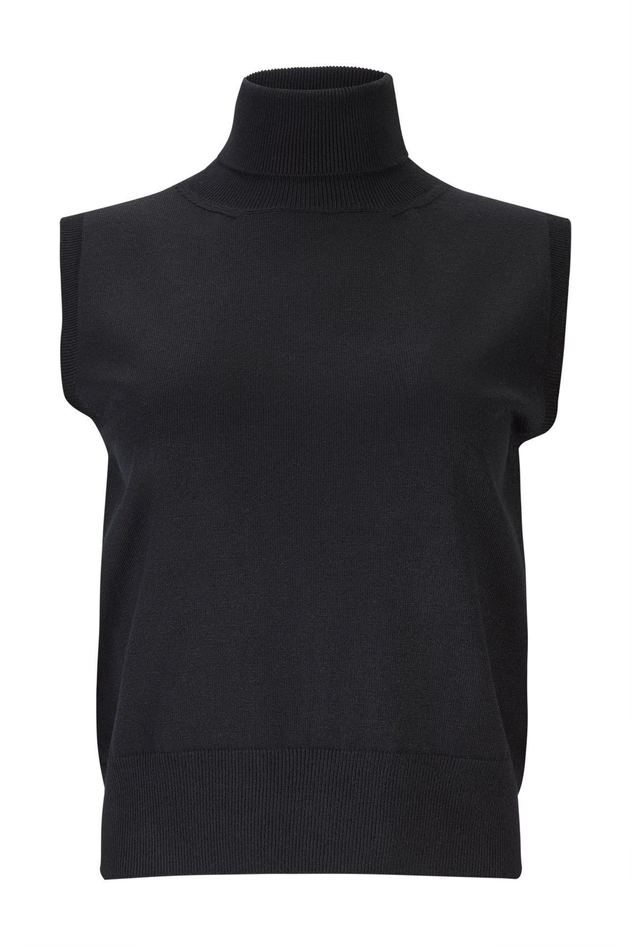 Sleeveless high-neck knit top