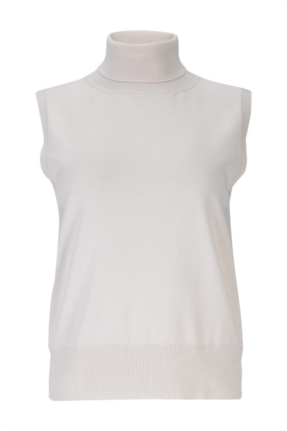 Pull en maille col montant sans manches