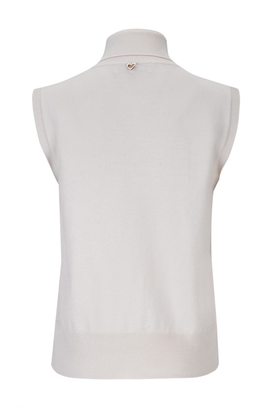 Pull en maille col montant sans manches