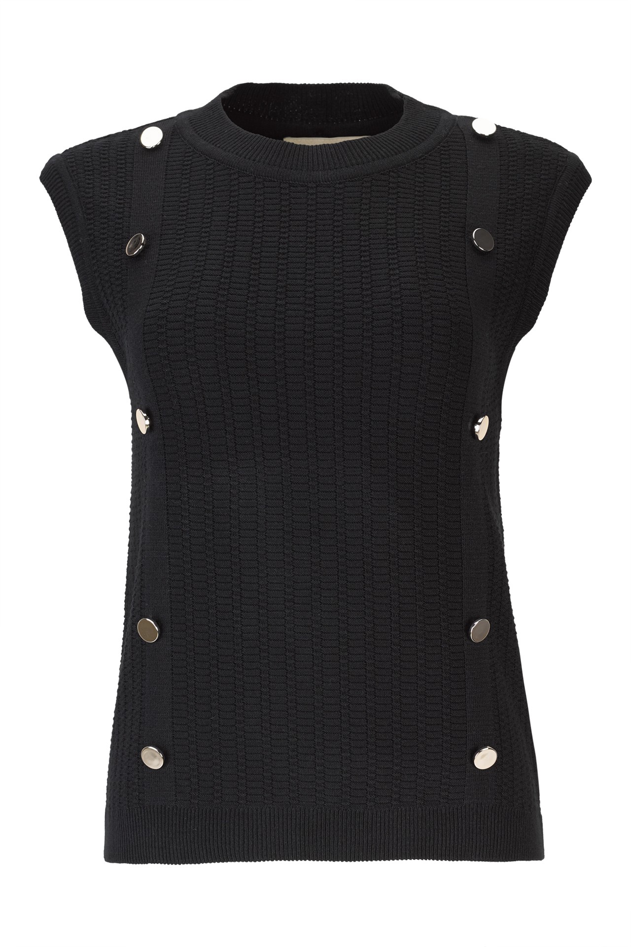 Jacquard knit vest with metal buttons