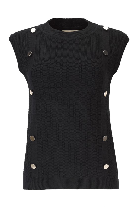Jacquard knit vest with metal buttons