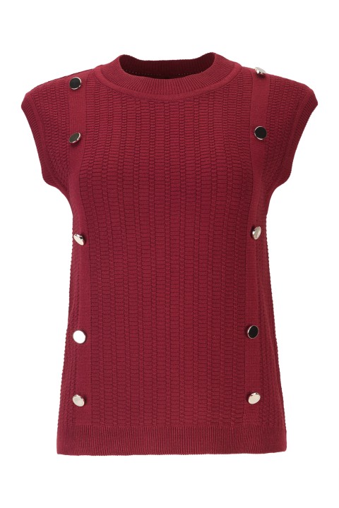 Jacquard knit vest with metal buttons Jacquard knit vest with metal buttons