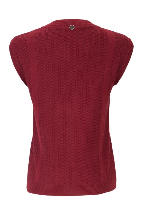 Jacquard knit vest with metal buttons Jacquard knit vest with metal buttons