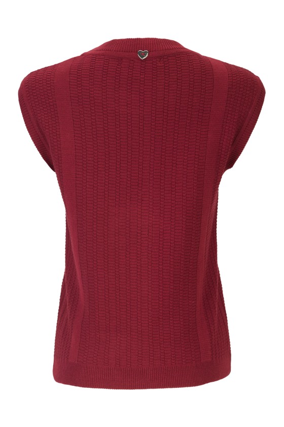 Gilet en maille jacquard à boutons métalliques