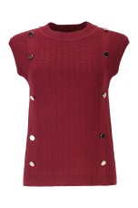 Gilet en maille jacquard à boutons métalliques