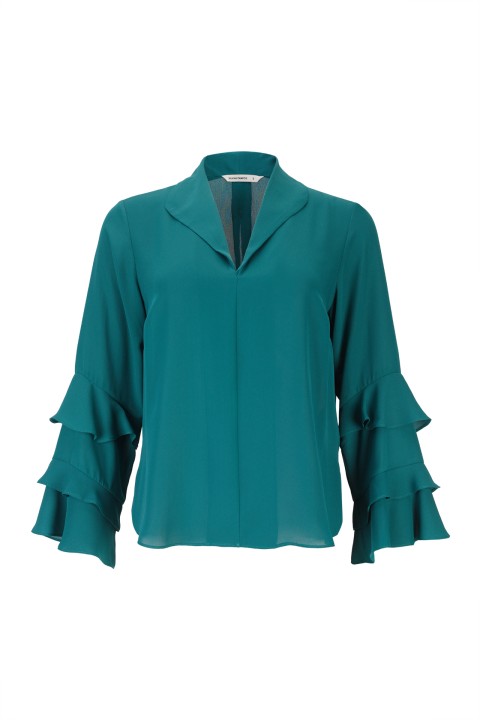 T�nica mangas com folhos