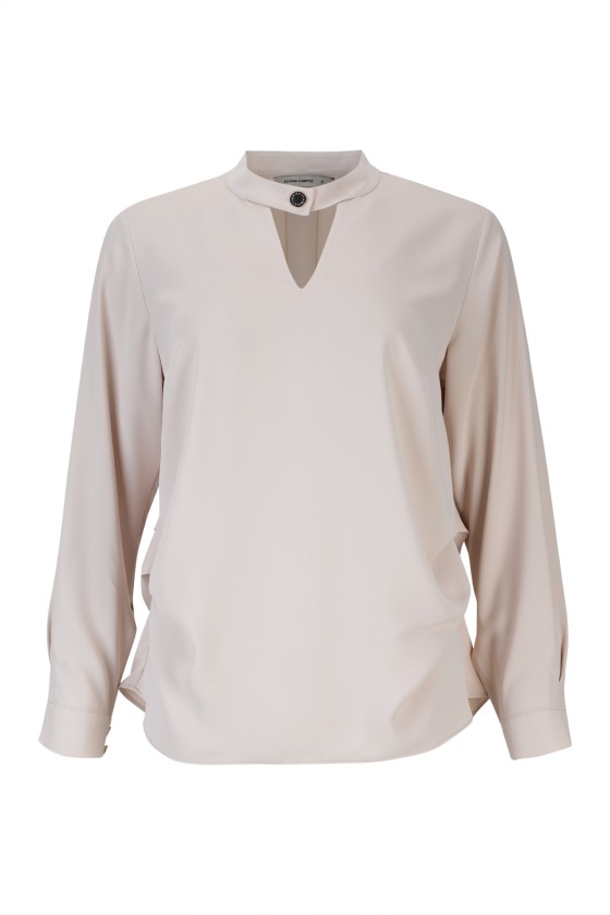 Tunic with snap-button neckline