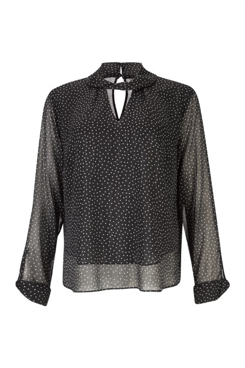 Polka dot tunic with twisted collar Polka dot tunic with twisted collar