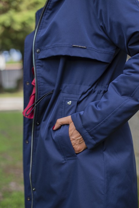 Reversible lightweight padded raincoat