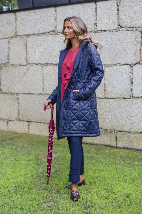 Reversible lightweight padded raincoat