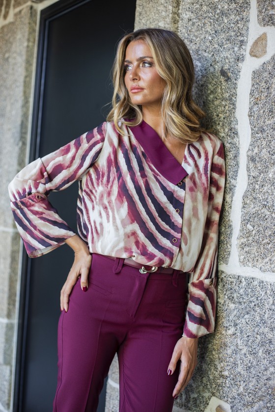 Asymmetrical printed tunic