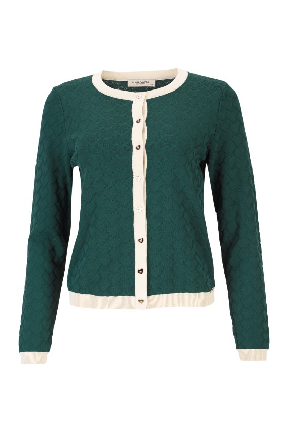 Knitted cardigan with heart-shaped buttons