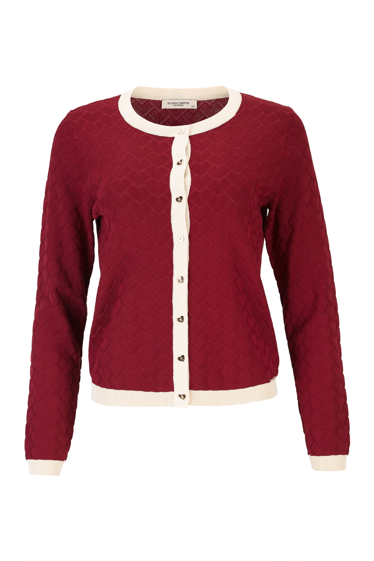Knitted cardigan with heart-shaped buttons