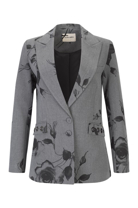 Blazer largo con ojales