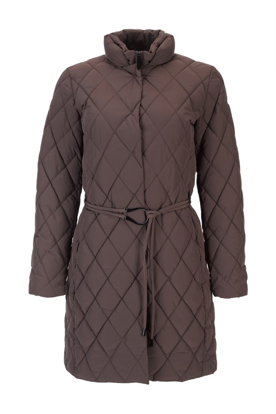 Parka acolchoada com cinto de fivela metálica