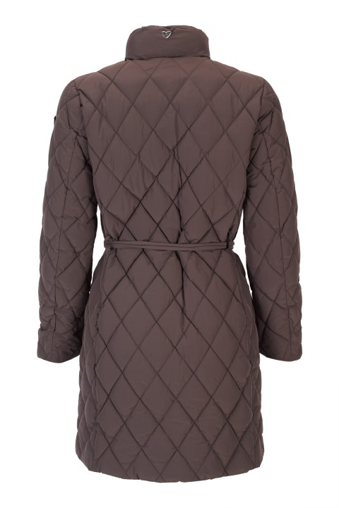 Parka acolchoada com cinto de fivela metálica Parka acolchoada com cinto de fivela metálica