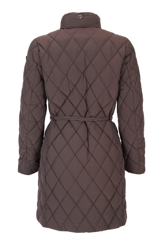 Parka acolchoada com cinto de fivela metálica
