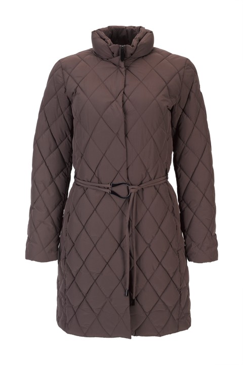 Parka acolchoada com cinto de fivela metálica Parka acolchoada com cinto de fivela metálica
