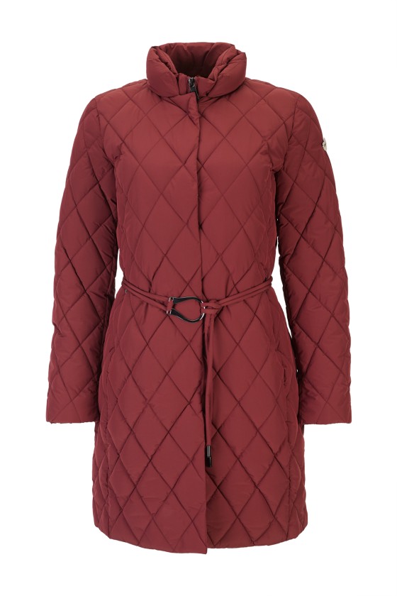 Parka acolchoada com cinto de fivela metálica