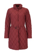 Parka acolchoada com cinto de fivela metálica