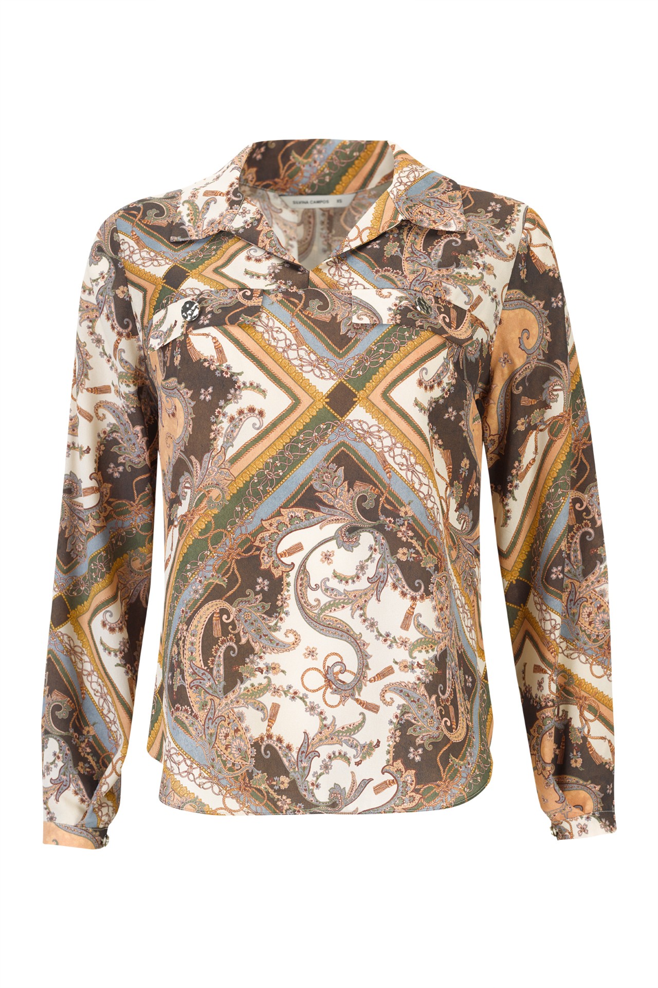 Paisley print tunic with flap pockets