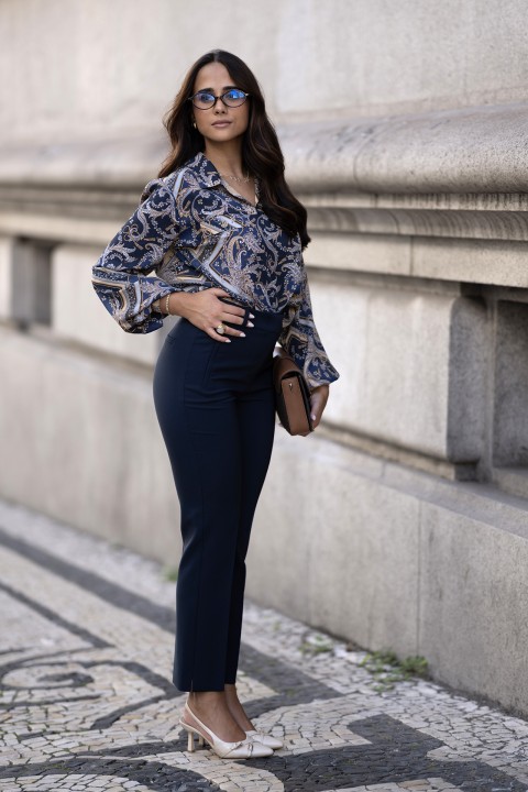 Paisley print tunic with flap pockets