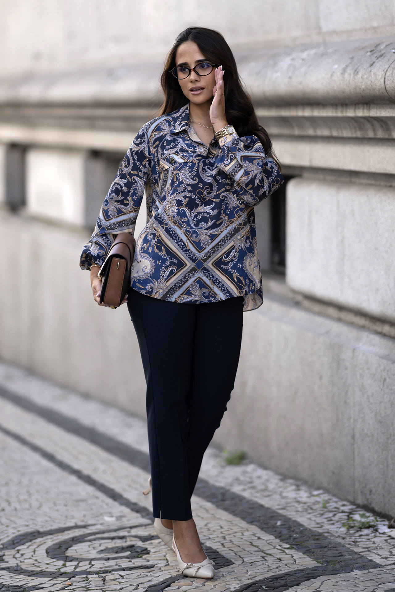 Paisley print tunic with flap pockets
