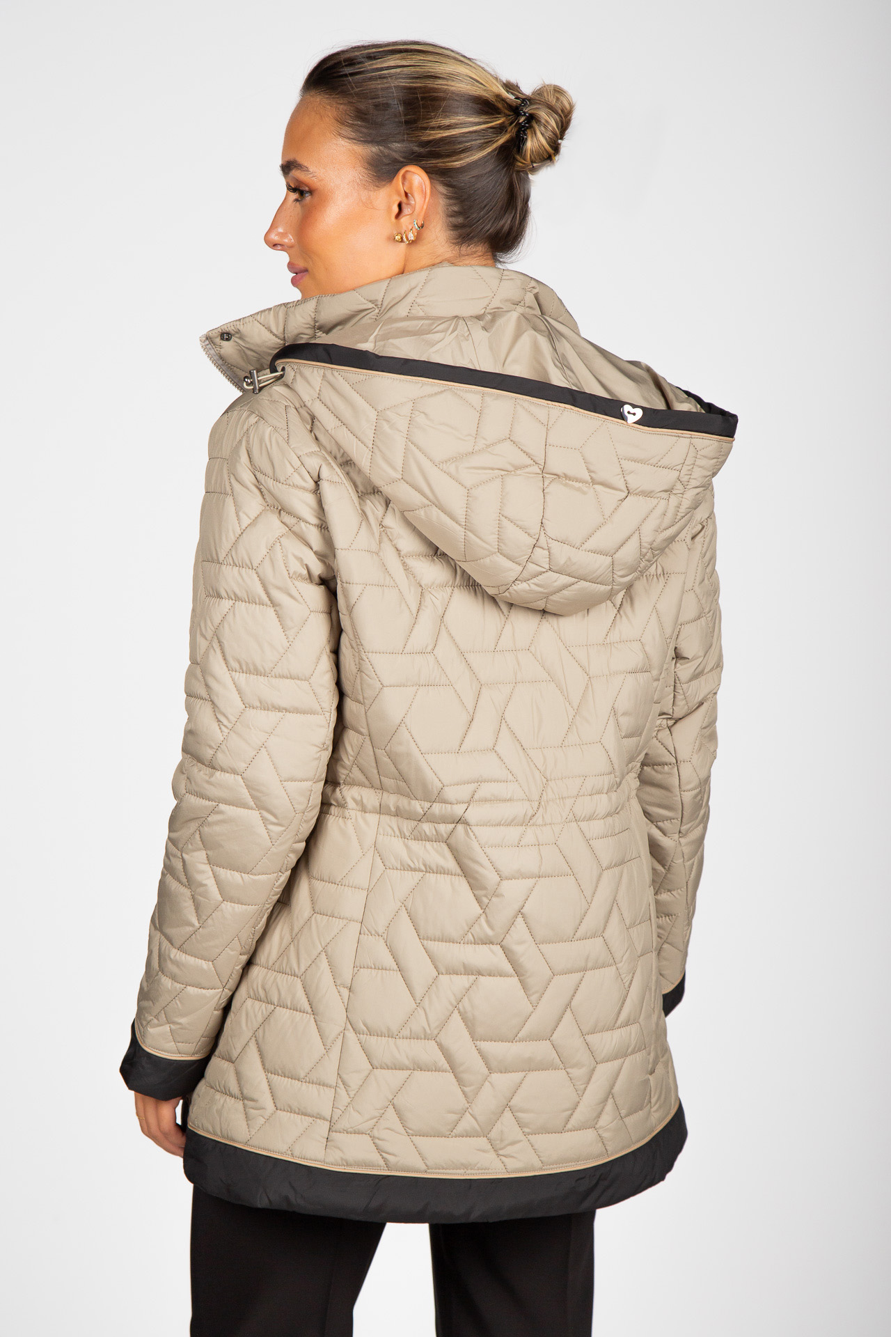 Quilted parka with removable hood