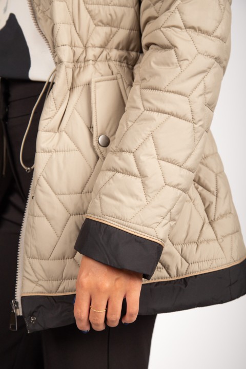 Quilted parka with removable hood