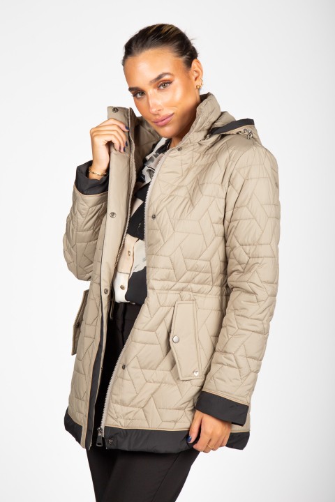 Quilted parka with removable hood