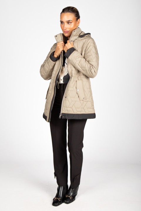 Quilted parka with removable hood
