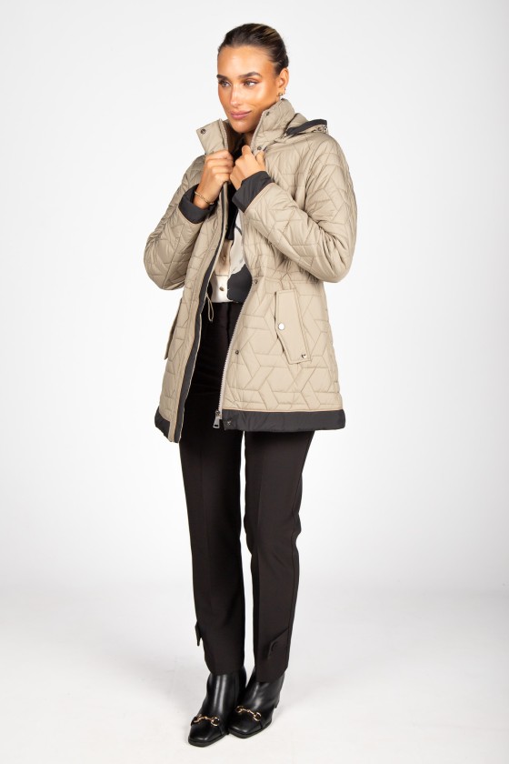 Quilted parka with removable hood