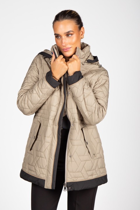 Quilted parka with removable hood