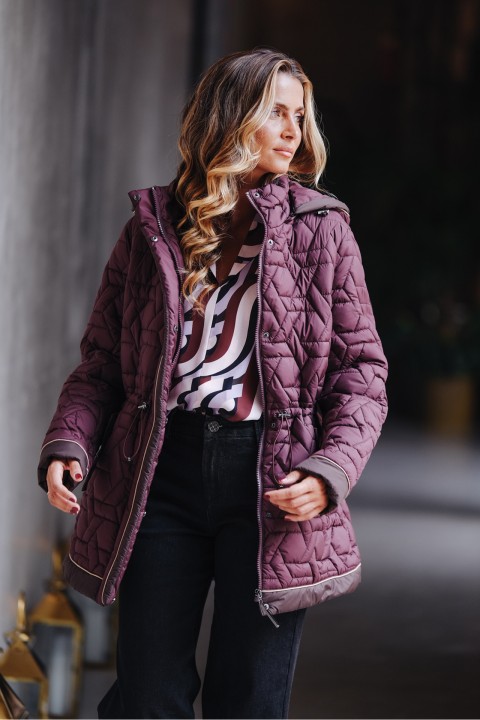 Quilted parka with removable hood