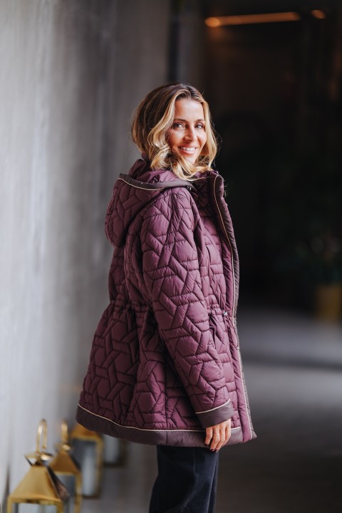 Quilted parka with removable hood