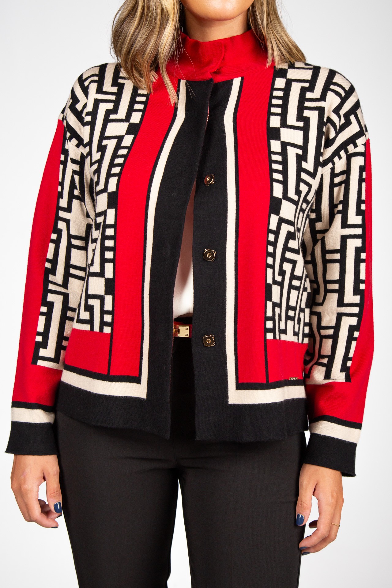 Geometric flared short jacket