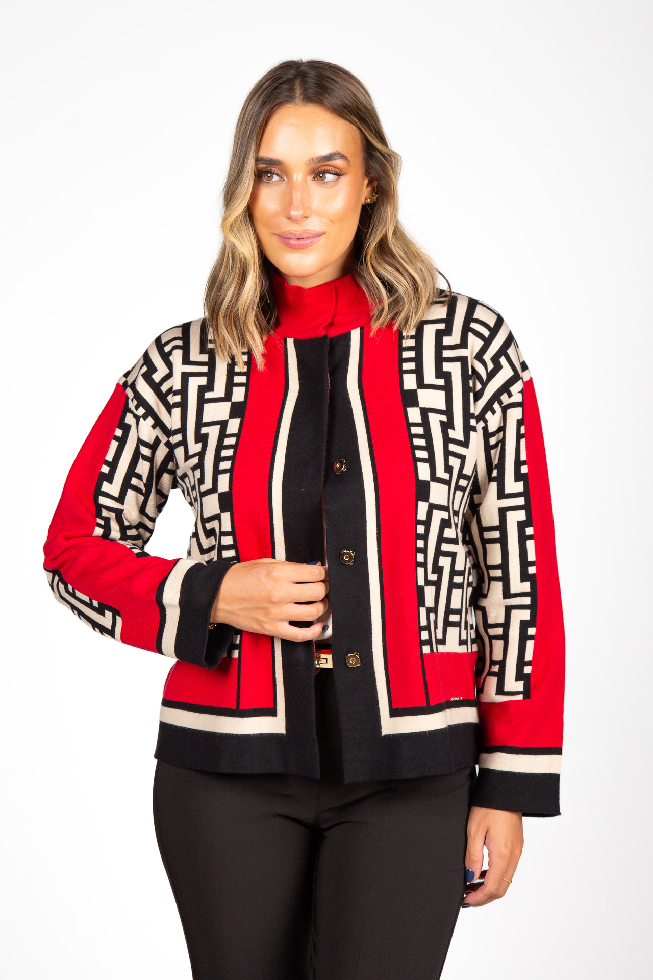 Geometric flared short jacket