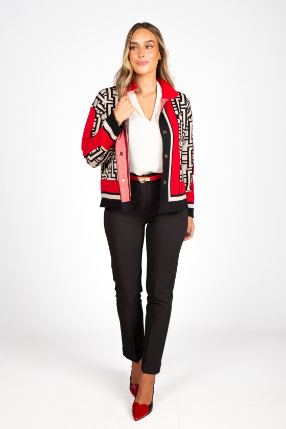 Geometric flared short jacket