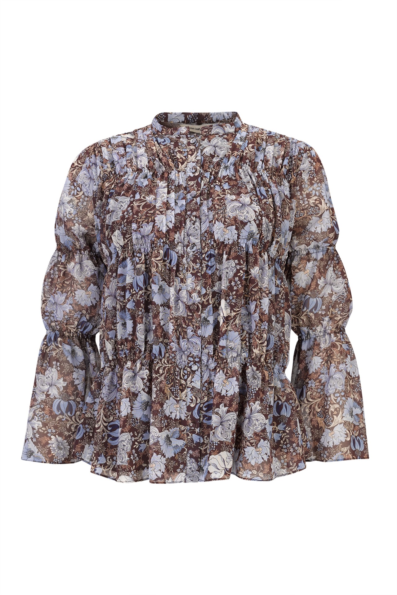 Blouse with elasticated ruching