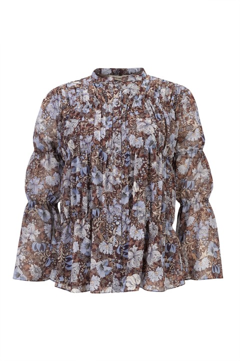 Blouse with elasticated ruching