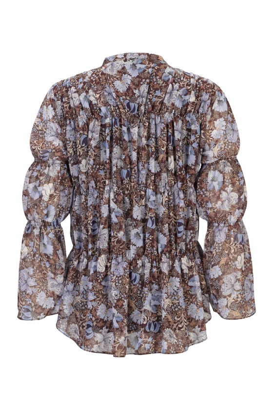 Blouse with elasticated ruching