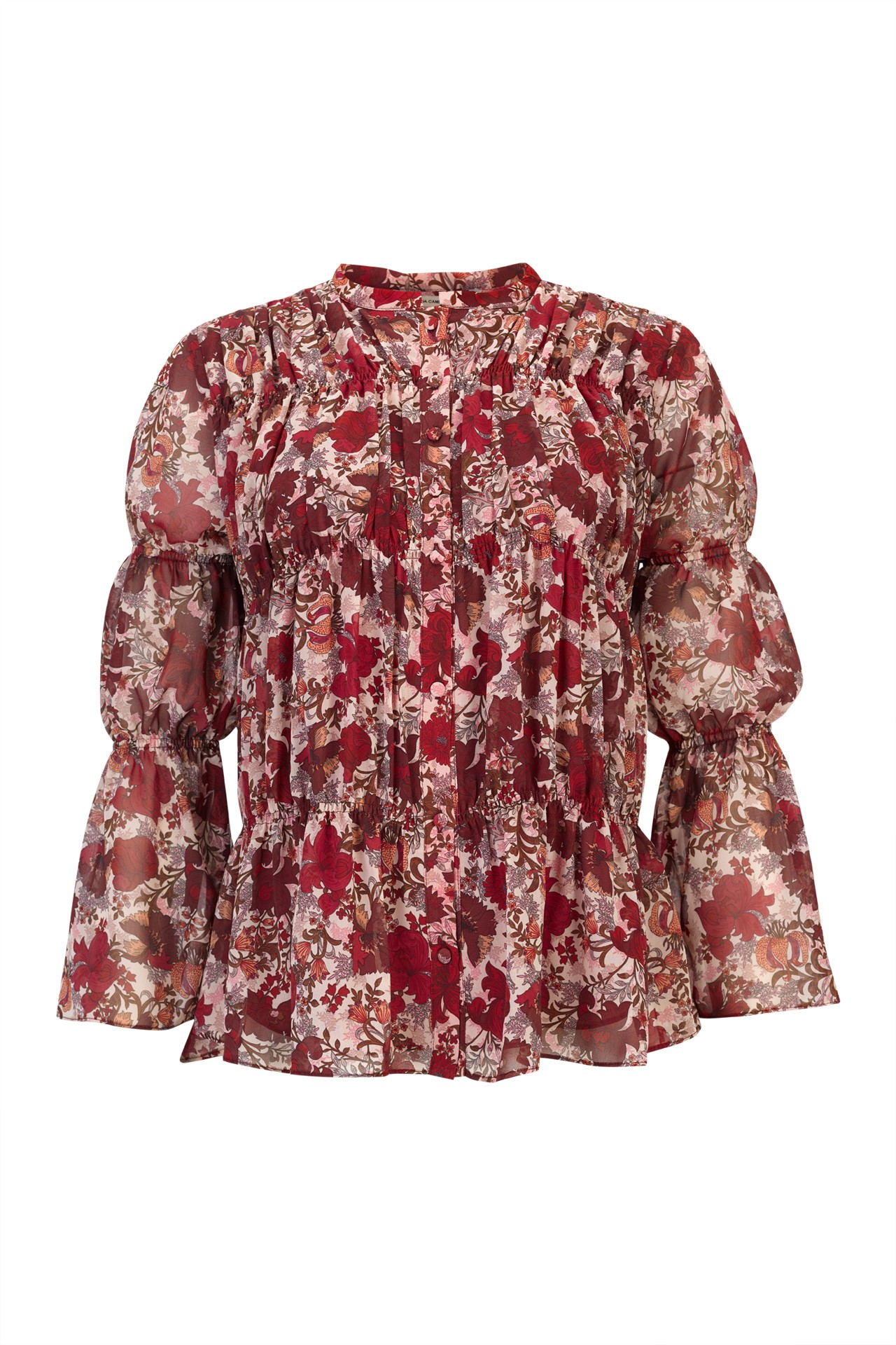 Blouse with elasticated ruching