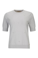 Short-sleeved blouse with pearls