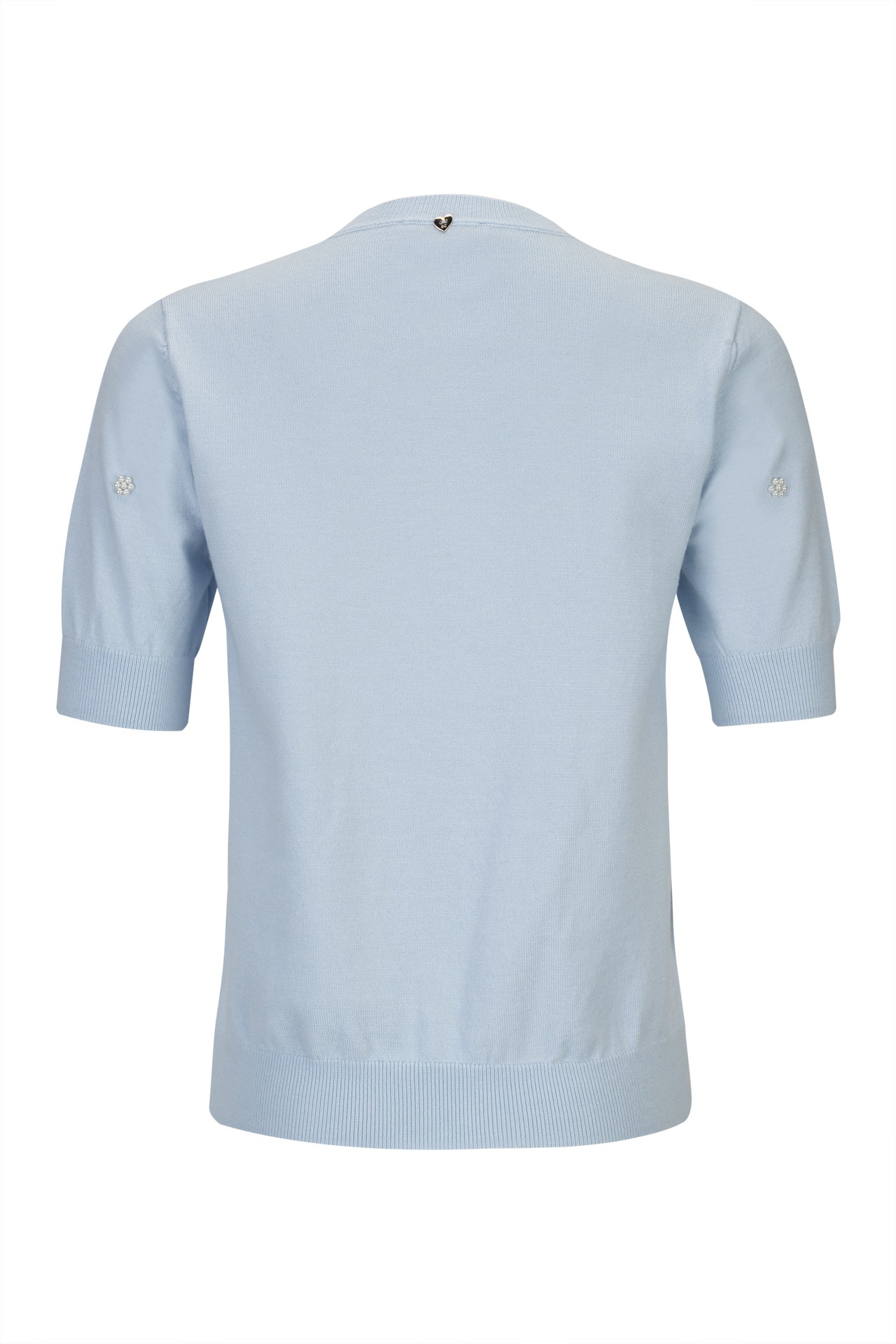 Short-sleeved blouse with pearls