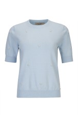 Short-sleeved blouse with pearls