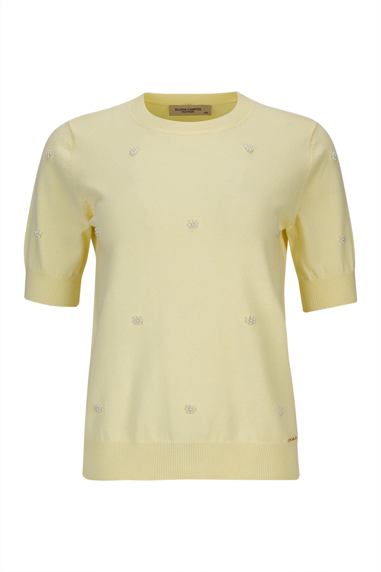 Camisola manga curta pérolas